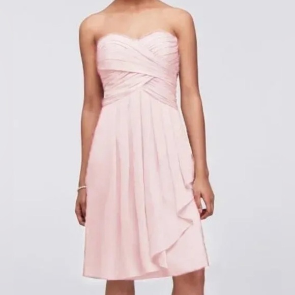 David's Bridal Crinkle Chiffon Dress with Front Cascade Petal-  Size 16 GIRL - Picture 1 of 11